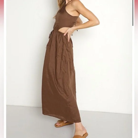 Faithfull the Brand La Piedra Maxi Dress Chocolate 10 - Picture 11 of 12